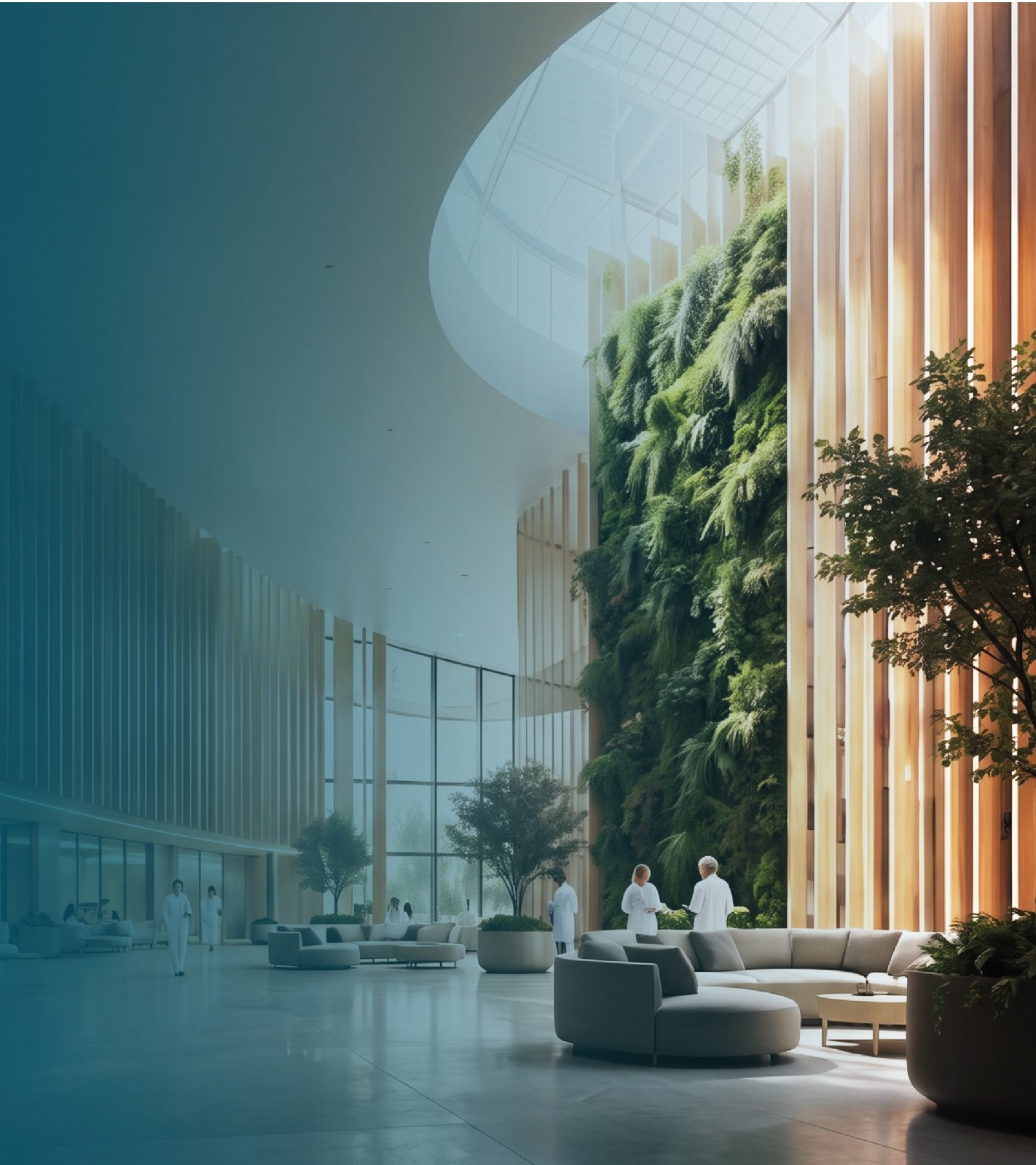Begrünte Fassade eines Gesundheitsgebäudes
